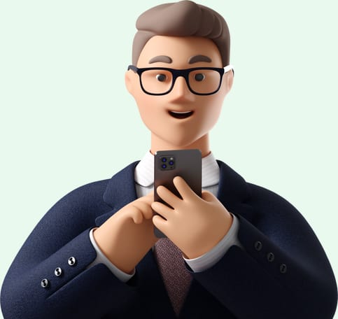 3D illustration of a person delighted while using the GoodMove app
